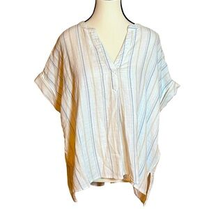 Madewell Lakeline Popover Shirt Schulner Stripe Coastal 100% Cotton Womens M